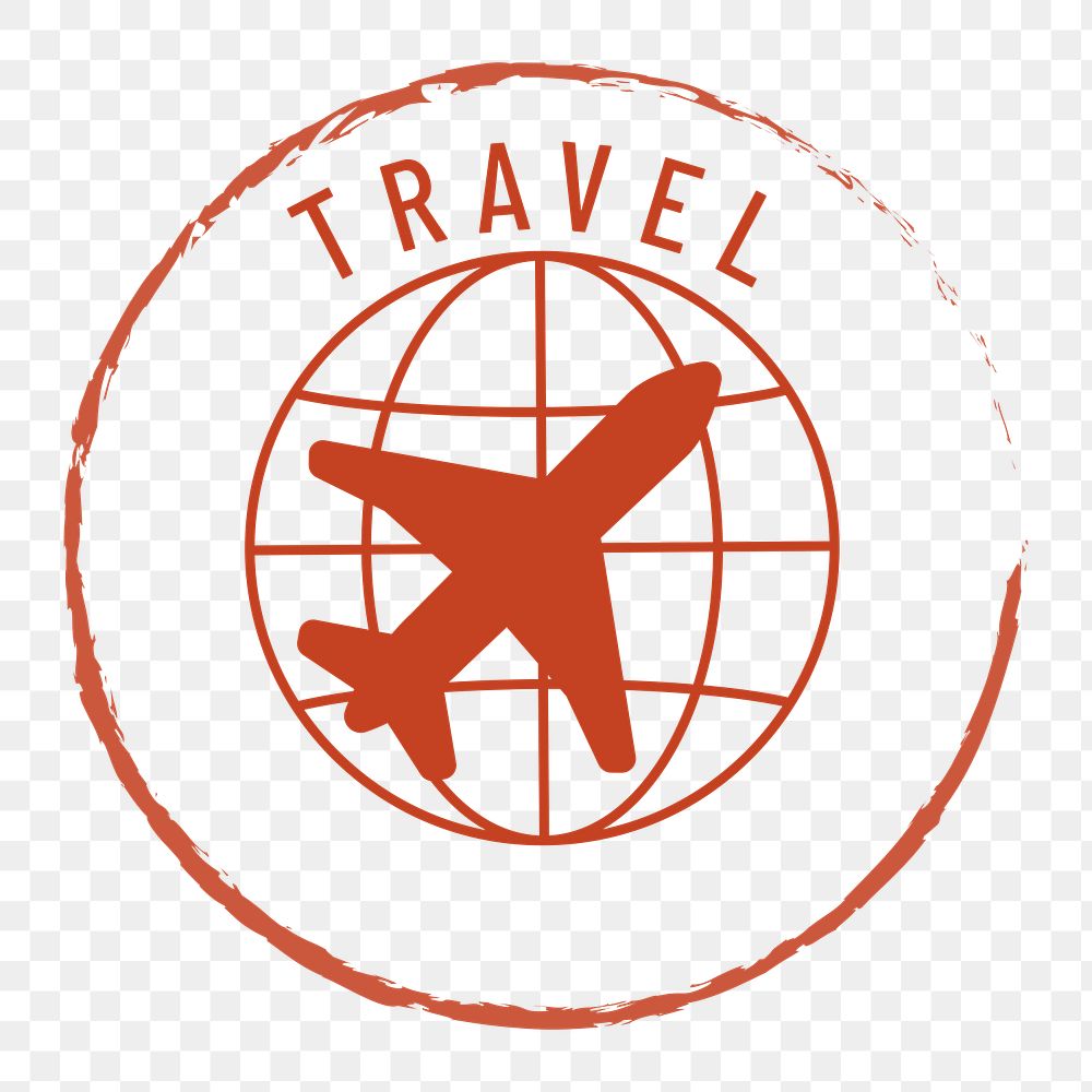 PNG red travel stamp icon, transparent background