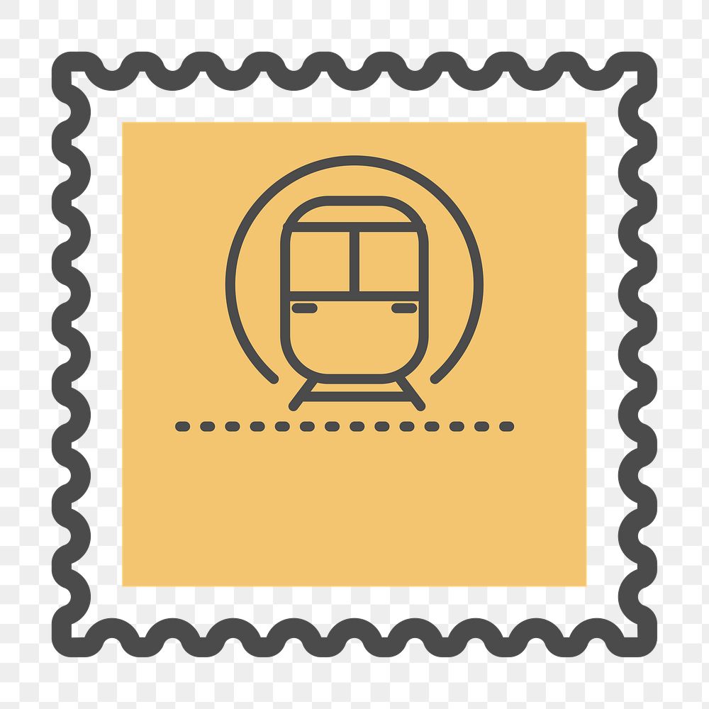 PNG yellow train stamp icon, transparent background
