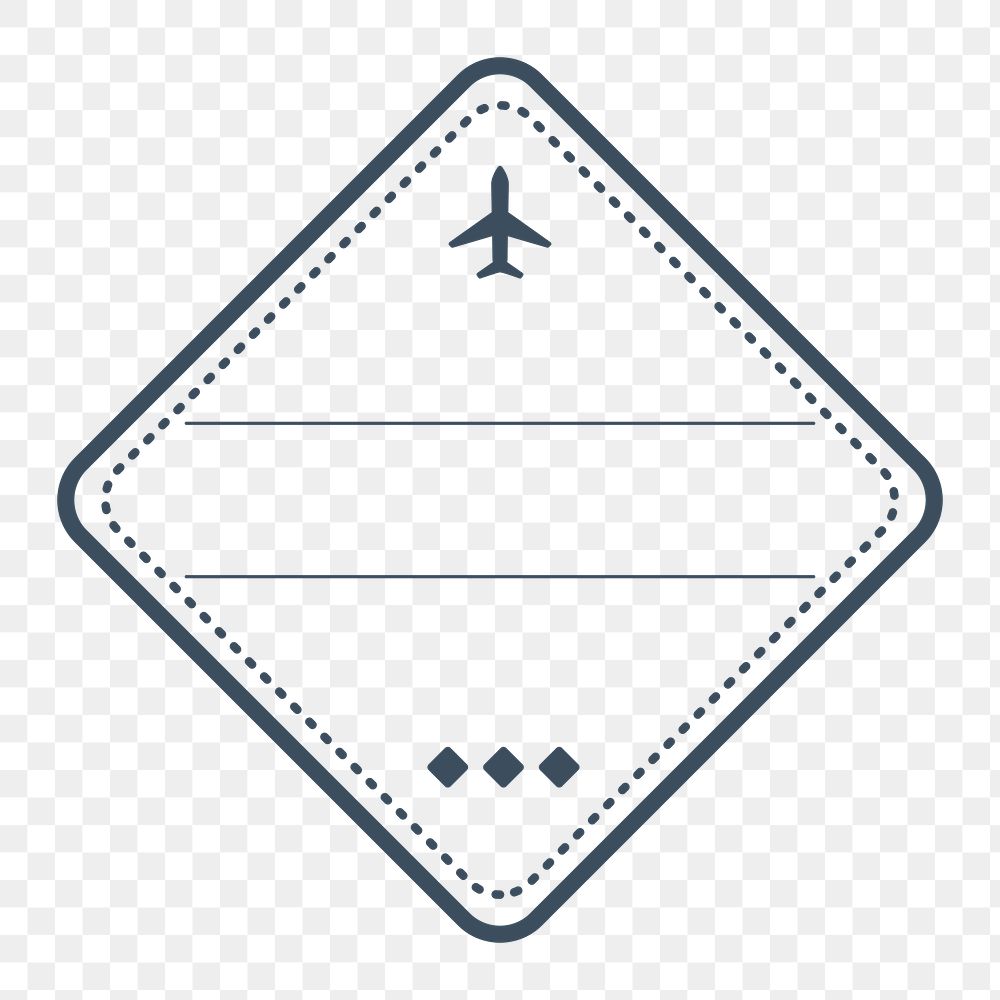 PNG geometric airplane travel badge, transparent background