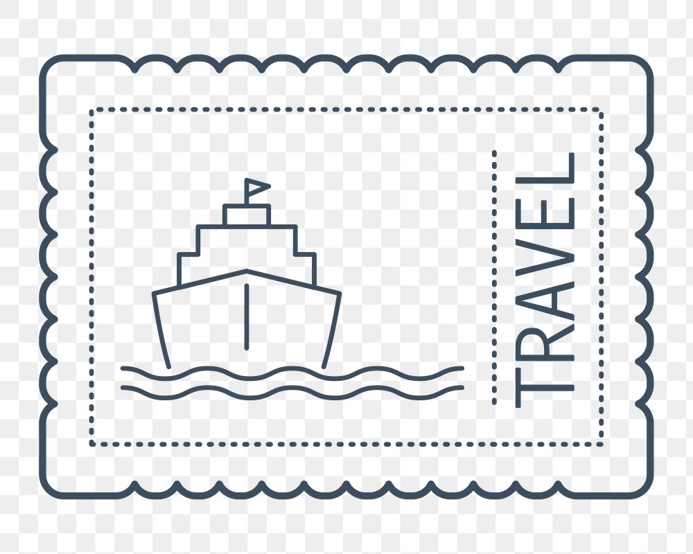 PNG ship postage stamp element, transparent background