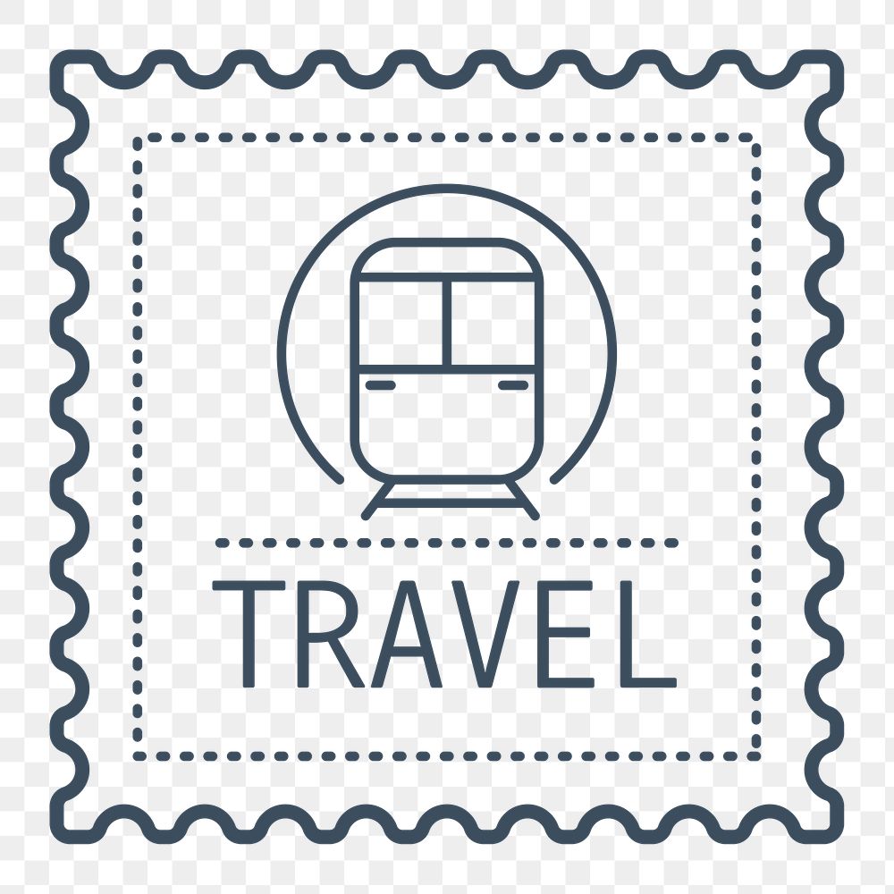 PNG simple train transportation stamp, transparent background