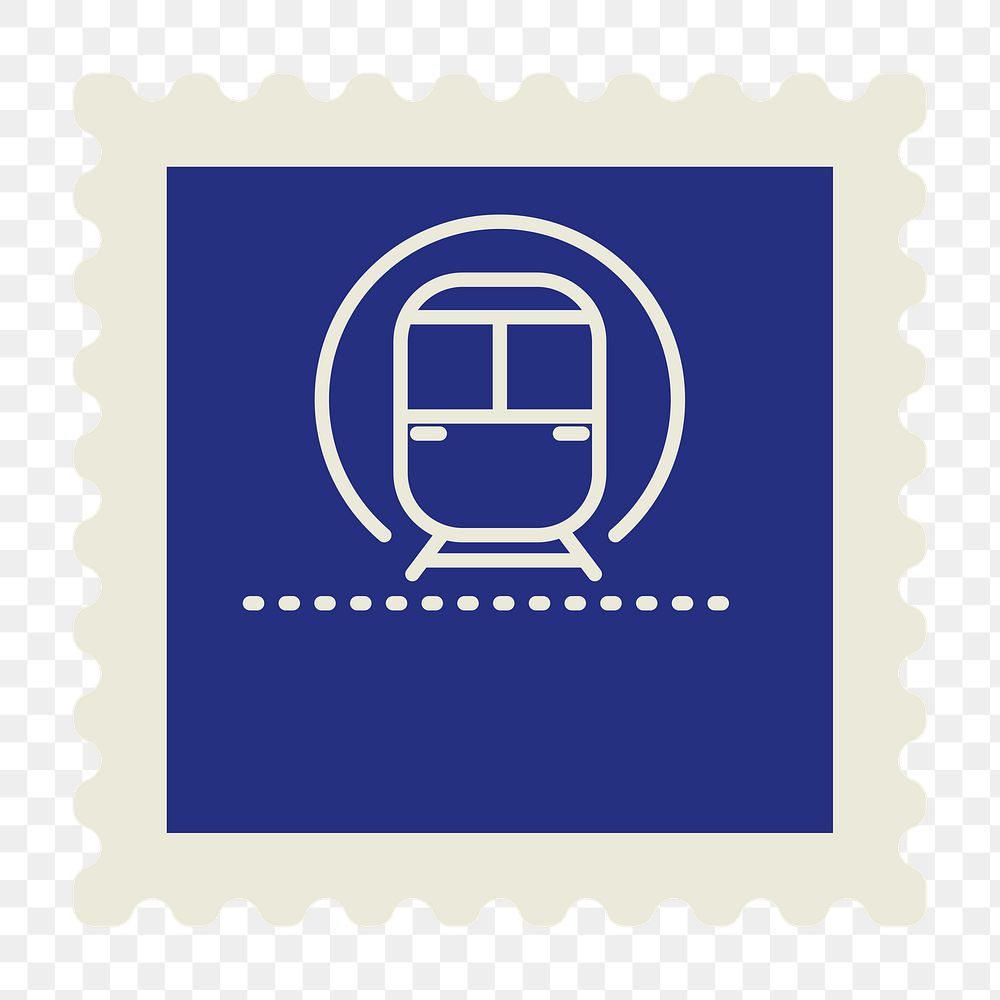 PNG blue train stamp element, transparent background