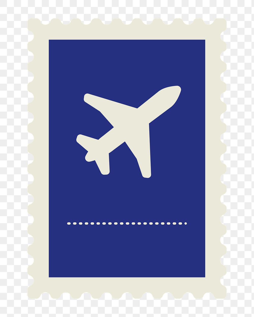 PNG blue plane postage stamp, transparent background