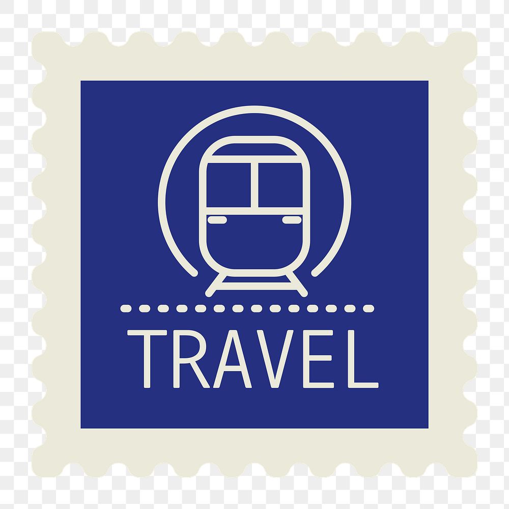 PNG blue travel stamp element, transparent background