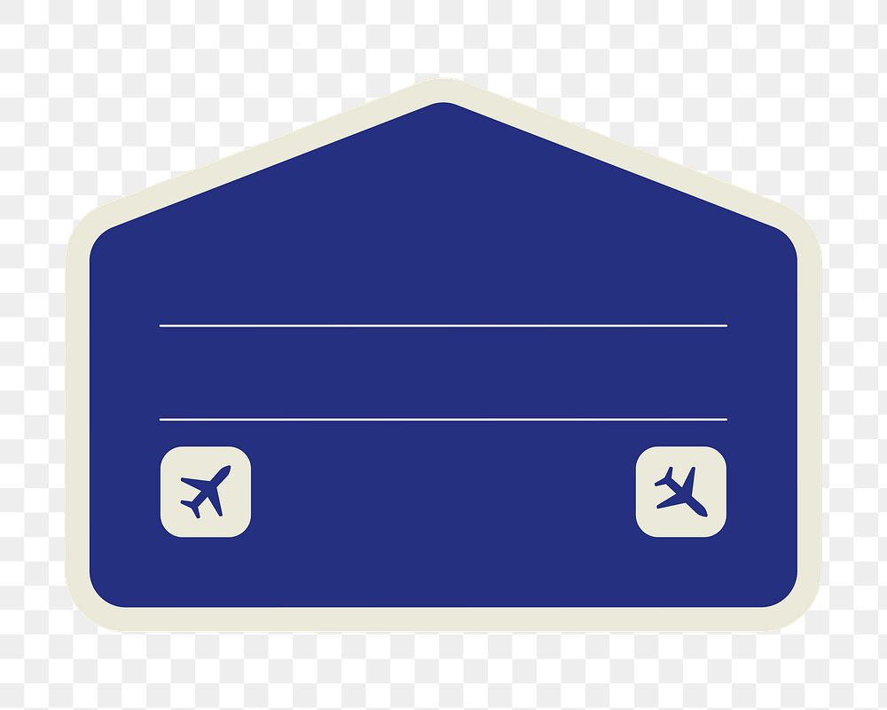PNG blue air travel badge, transparent background