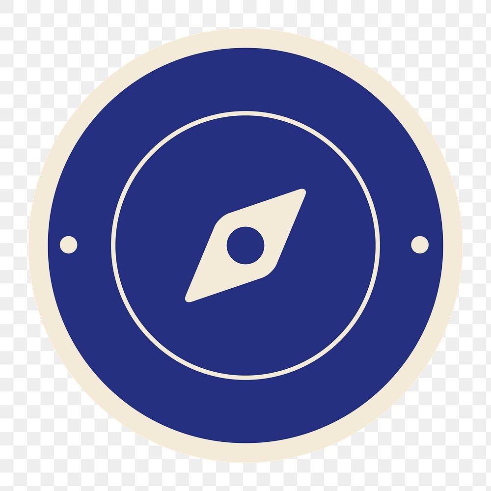 PNG blue navigation compass icon, transparent background