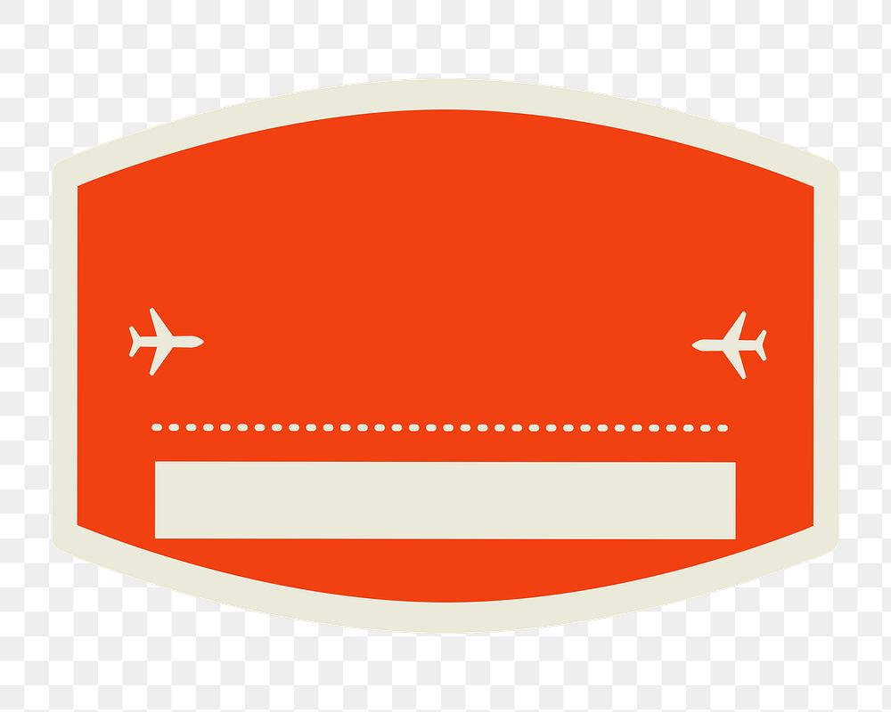 PNG red airplane travel badge, transparent background