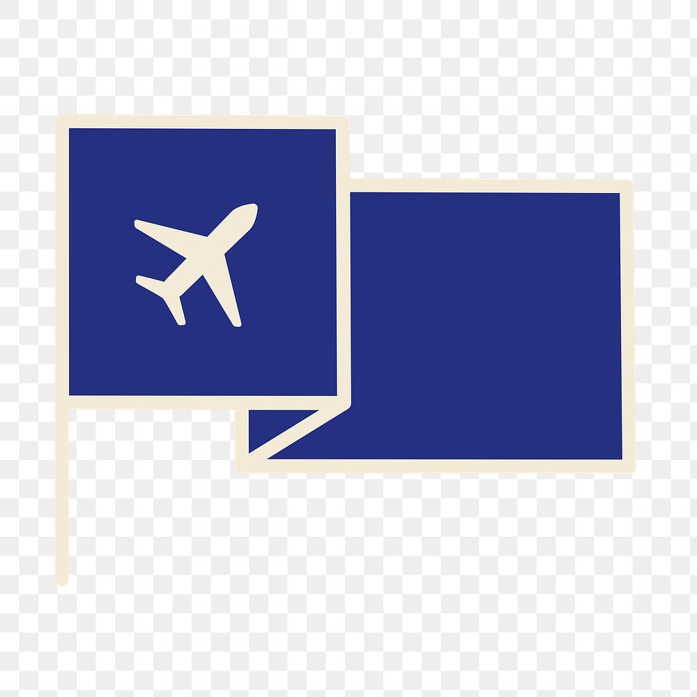 PNG blue airplane flag icon, transparent background