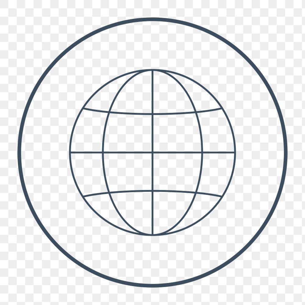 PNG simple grid globe icon, transparent background