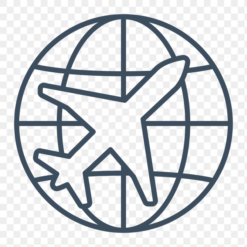 PNG travel grid globe line icon, transparent background