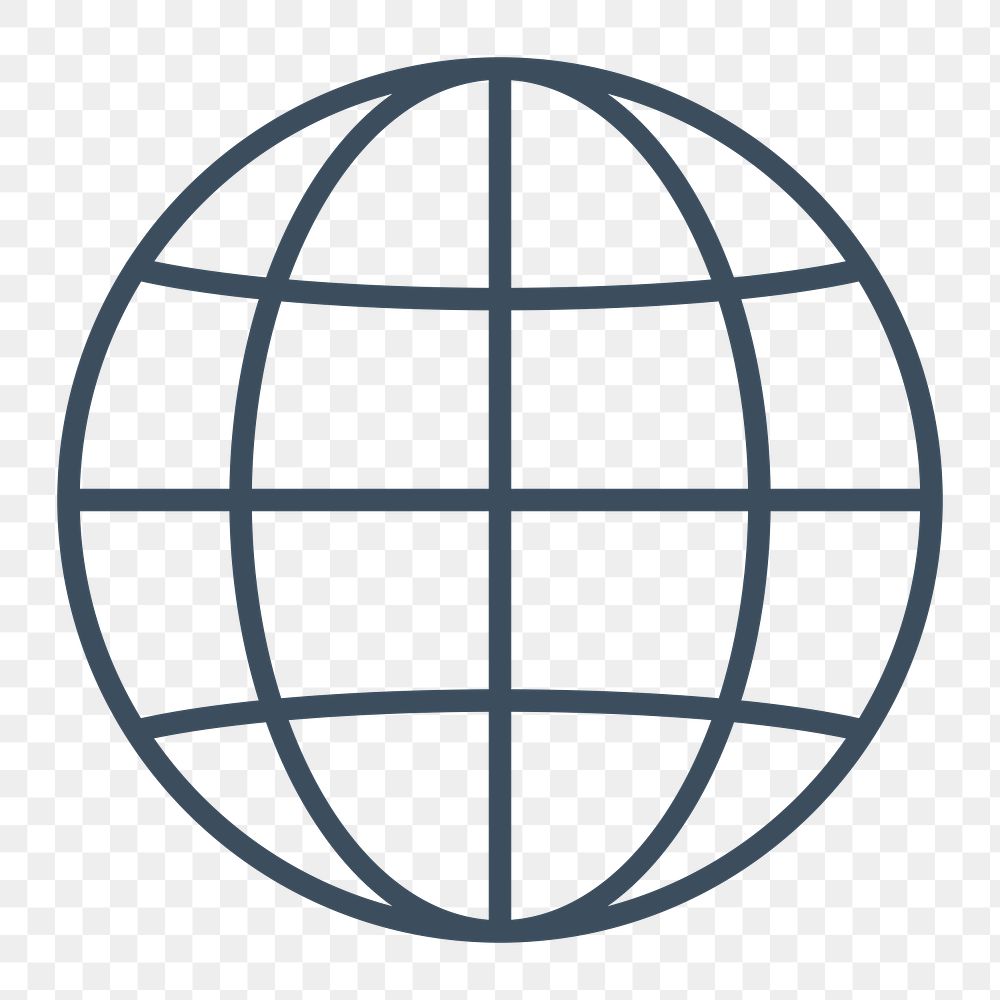 PNG simple grid globe icon, transparent background