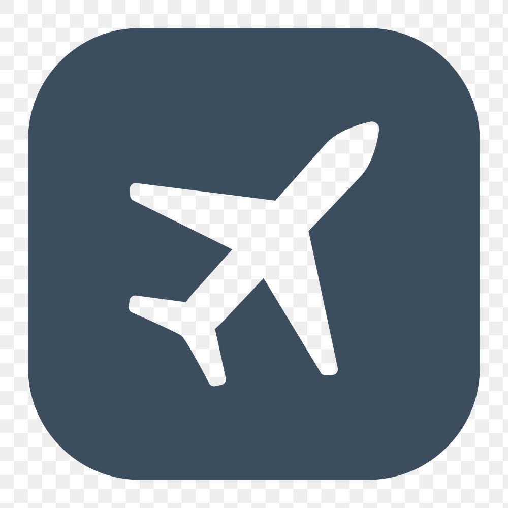PNG square airplane travel icon, transparent background