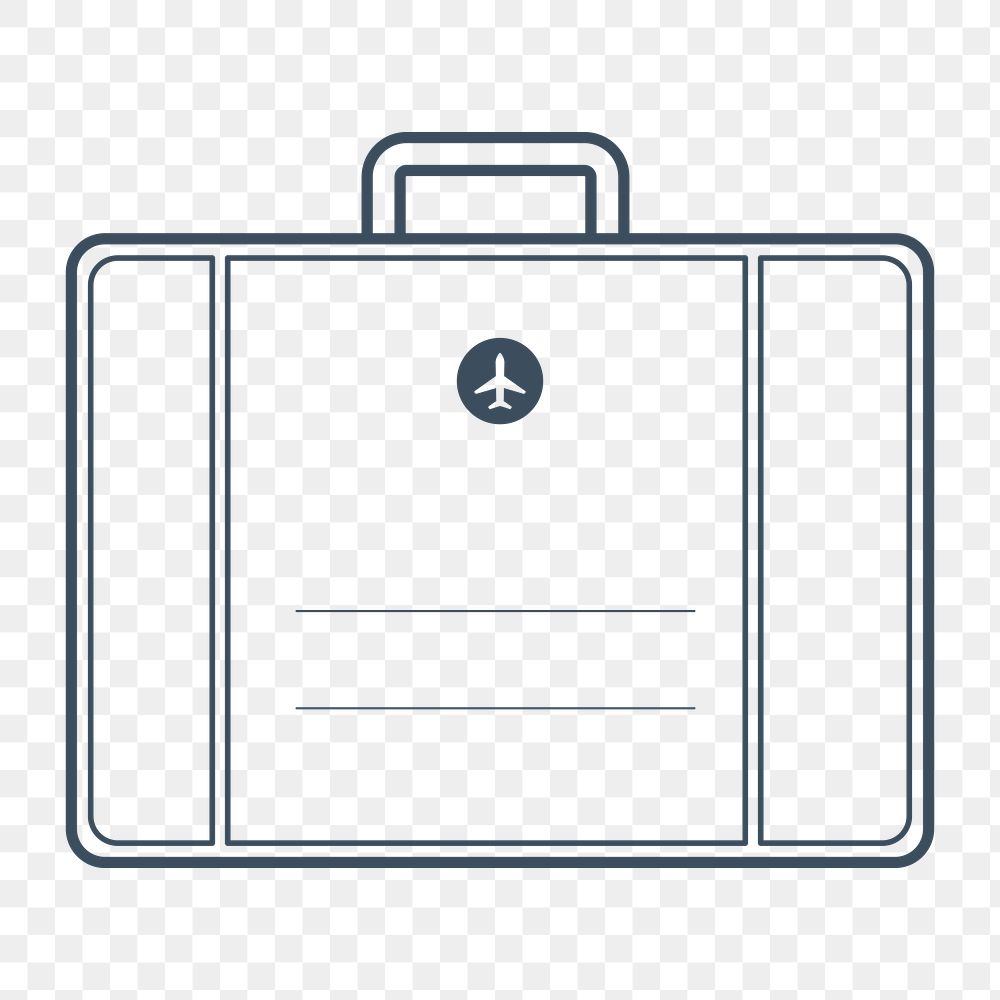PNG business travel briefcase line icon, transparent background