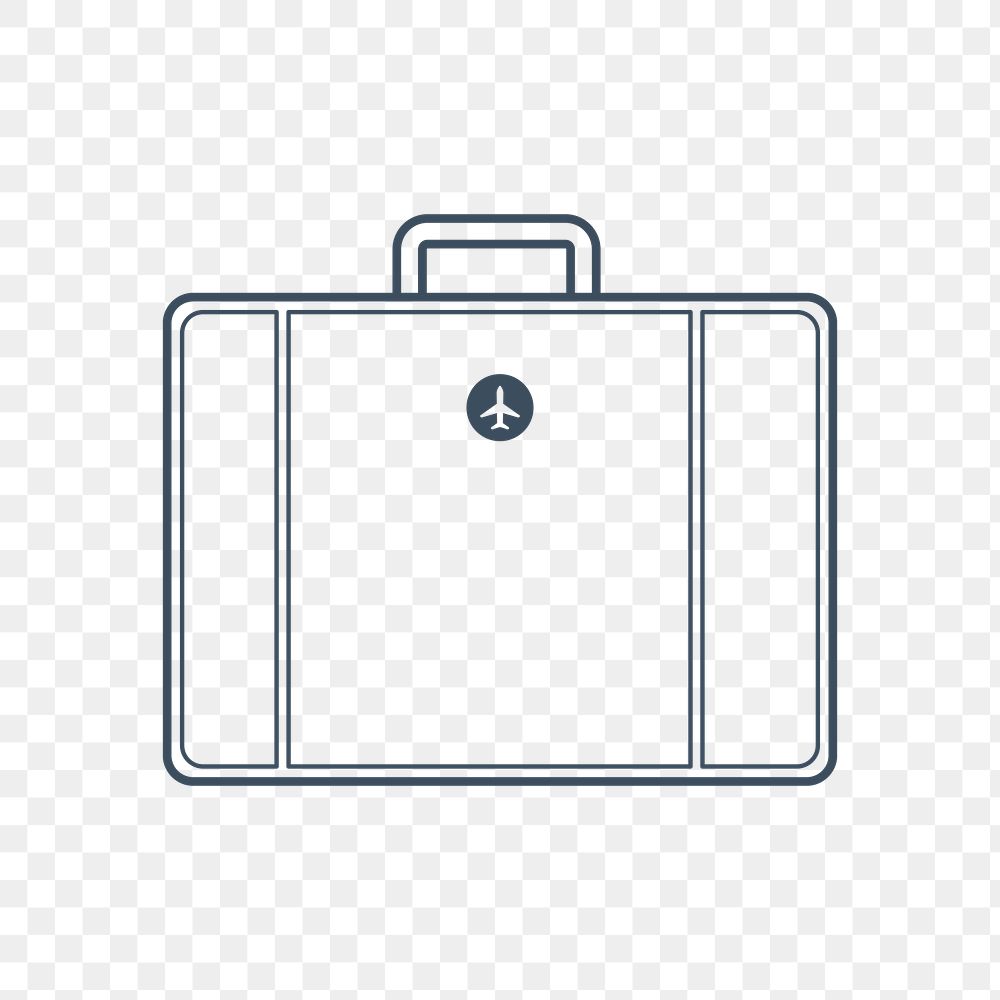 PNG simple travel briefcase line icon, transparent background