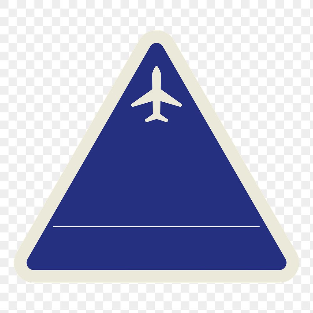 PNG blue airport travel badge, transparent background