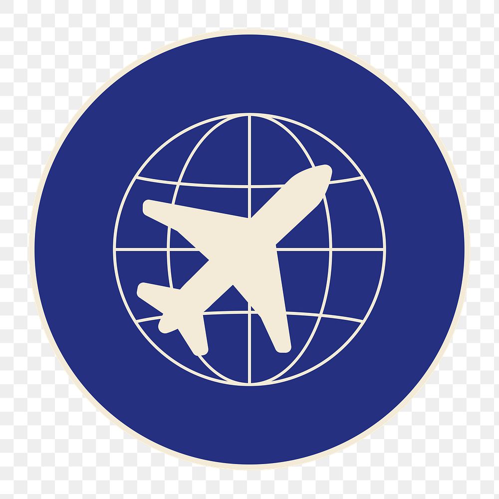 PNG travel grid globe badge, transparent background