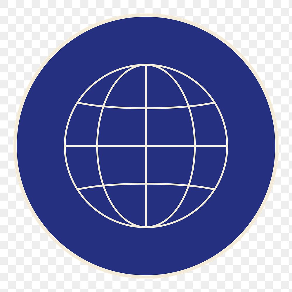 PNG blue grid globe badge, transparent background