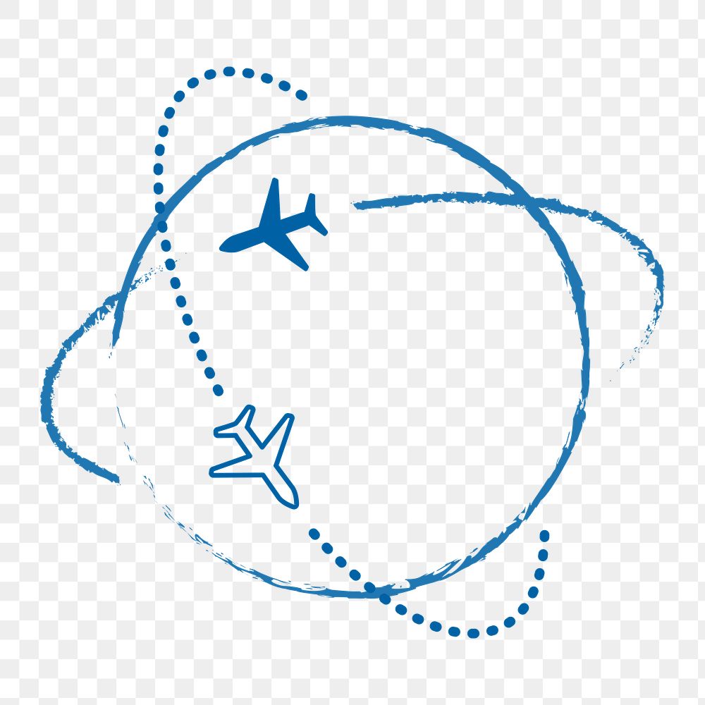 PNG blue global travel line icon, transparent background