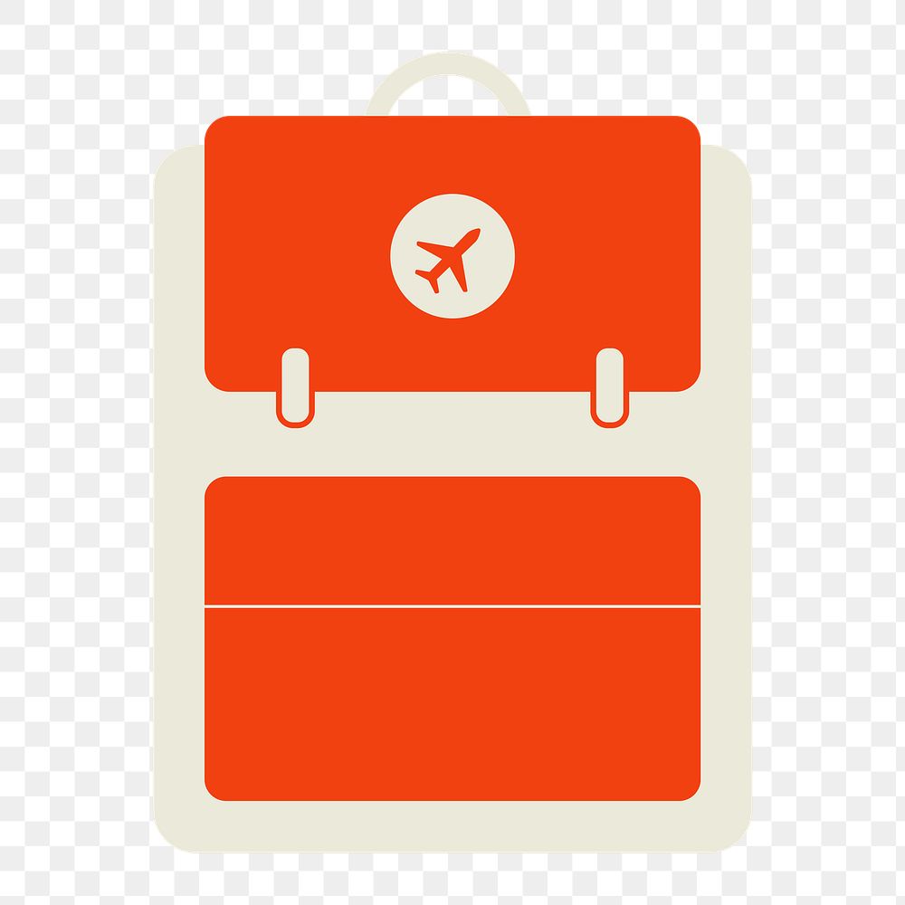 PNG red travel backpack icon, transparent background
