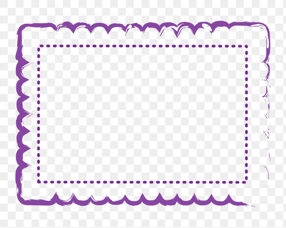 PNG purple outline postage stamp, transparent background