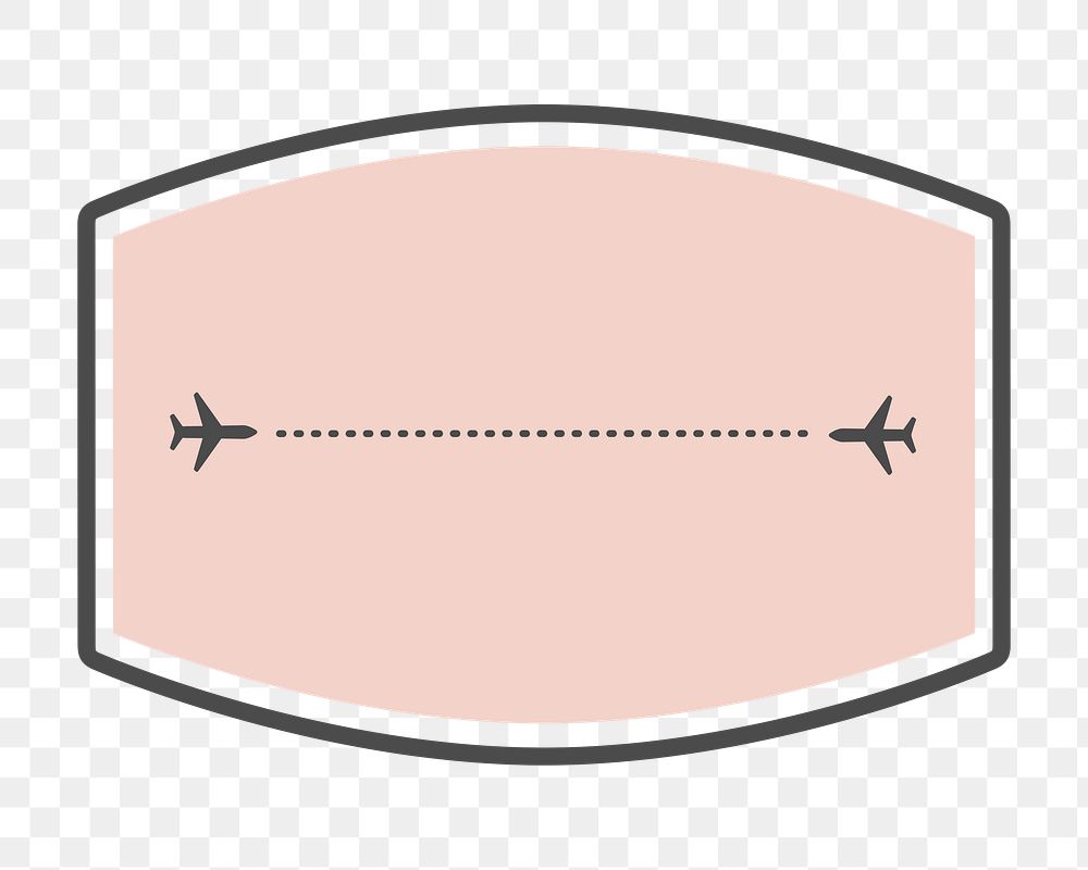 PNG pink airplane travel badge, transparent background