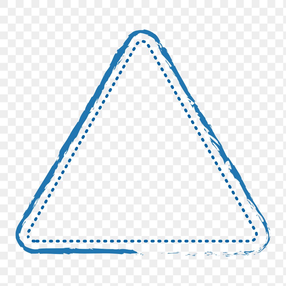 PNG blue triangle outline stamp, transparent background