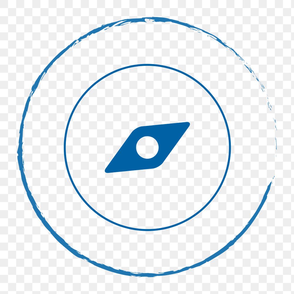 PNG blue doodle compass icon, transparent background