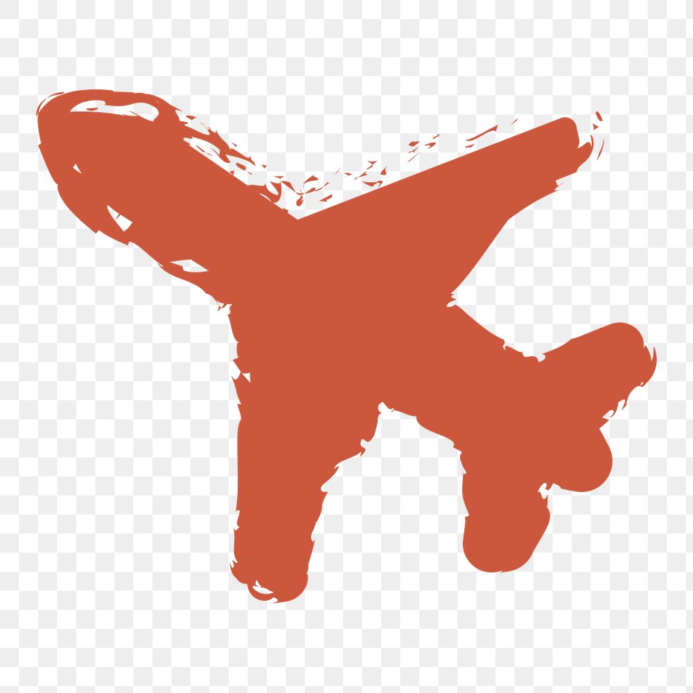 PNG red doodle airplane icon, transparent background