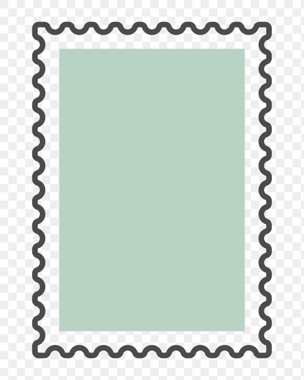 PNG green rectangle postage stamp, transparent background