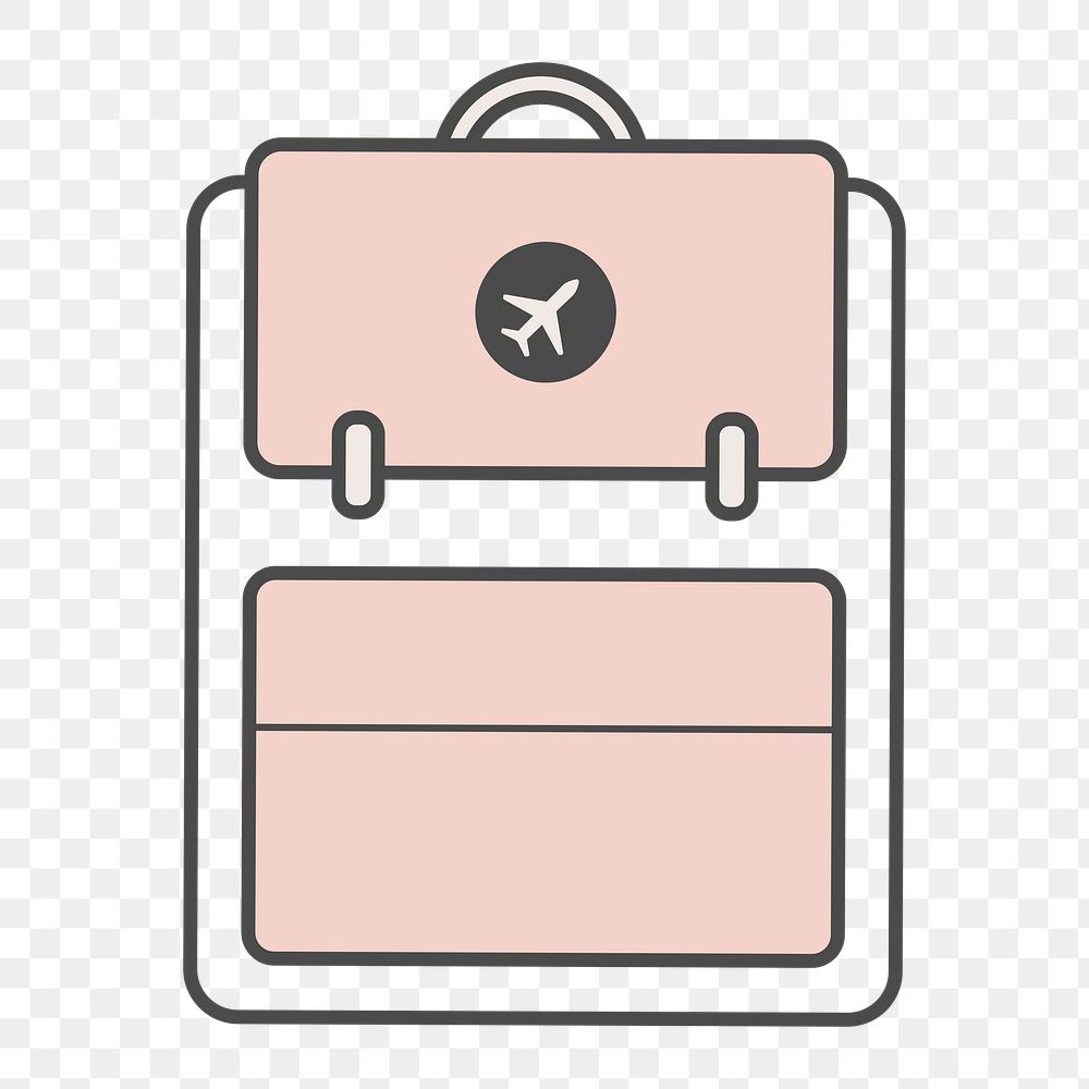 PNG pink travel backpack icon, transparent background