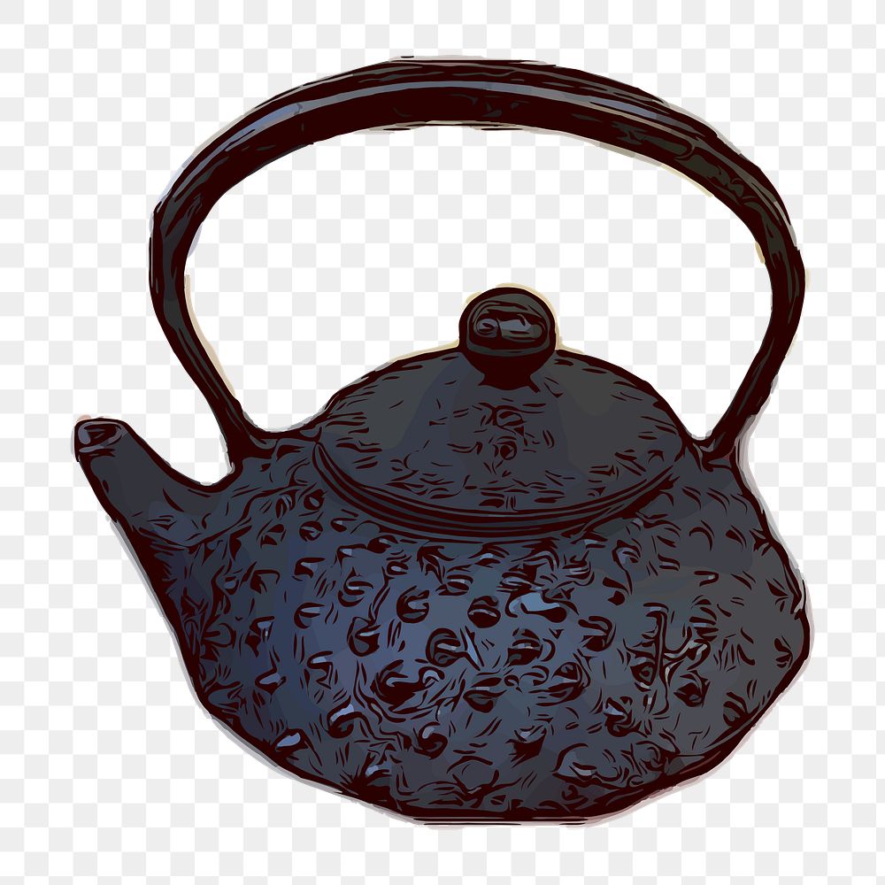 PNG Tea kettle vintage  illustration, transparent background. Free public domain CC0 image.