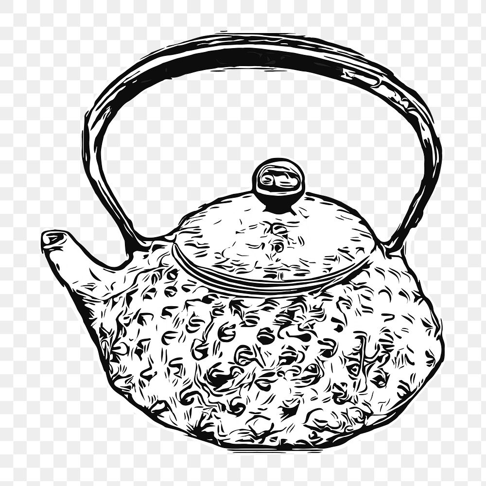 PNG Tea kettle vintage  illustration, transparent background. Free public domain CC0 image.