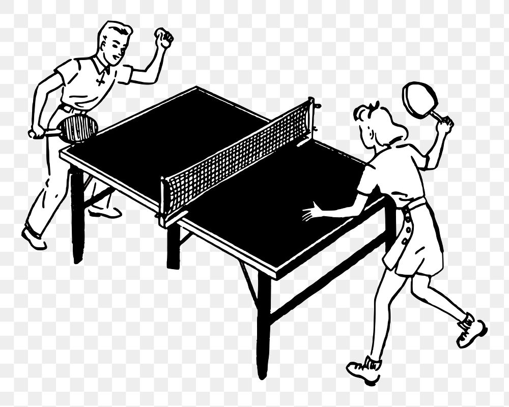 PNG Table tennis ping pong vintage  illustration, transparent background. Free public domain CC0 image.