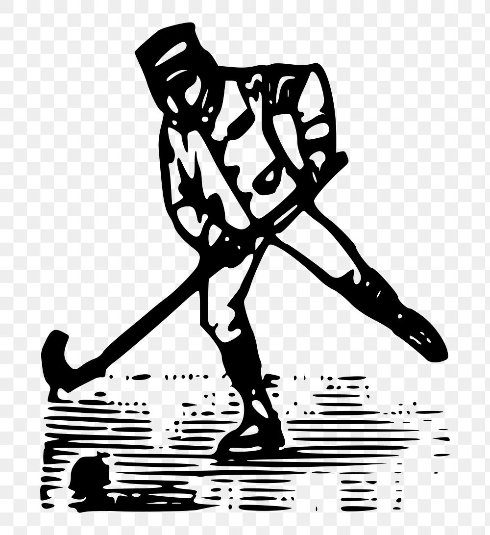 PNG Hockey player woodcut sport vintage  illustration, transparent background. Free public domain CC0 image.