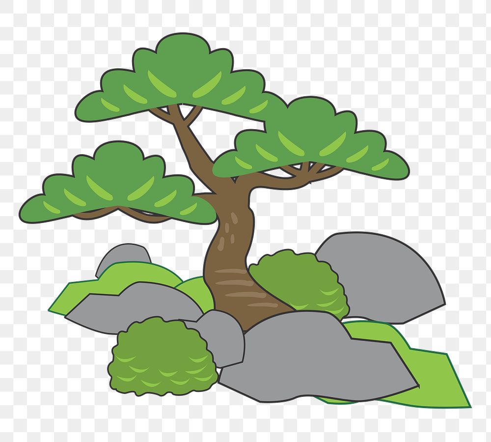 PNG Japanese tree, ZEN garden sticker,  transparent background. Free public domain CC0 image.