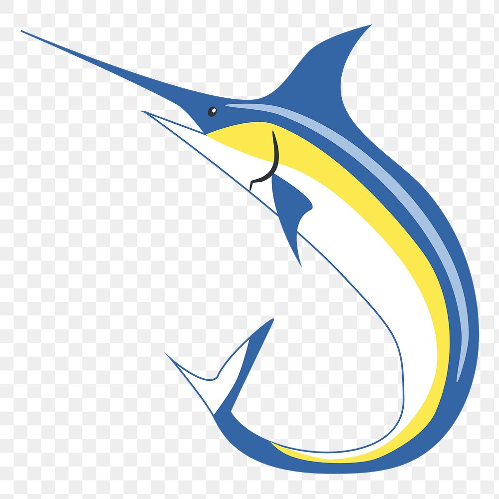 PNG Turning swordfish sticker, transparent background. Free public domain CC0 image.