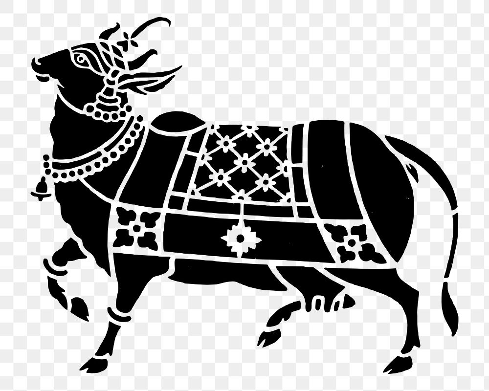 PNG Holy Indian Hindu cow decoration sticker,  transparent background. Free public domain CC0 image.