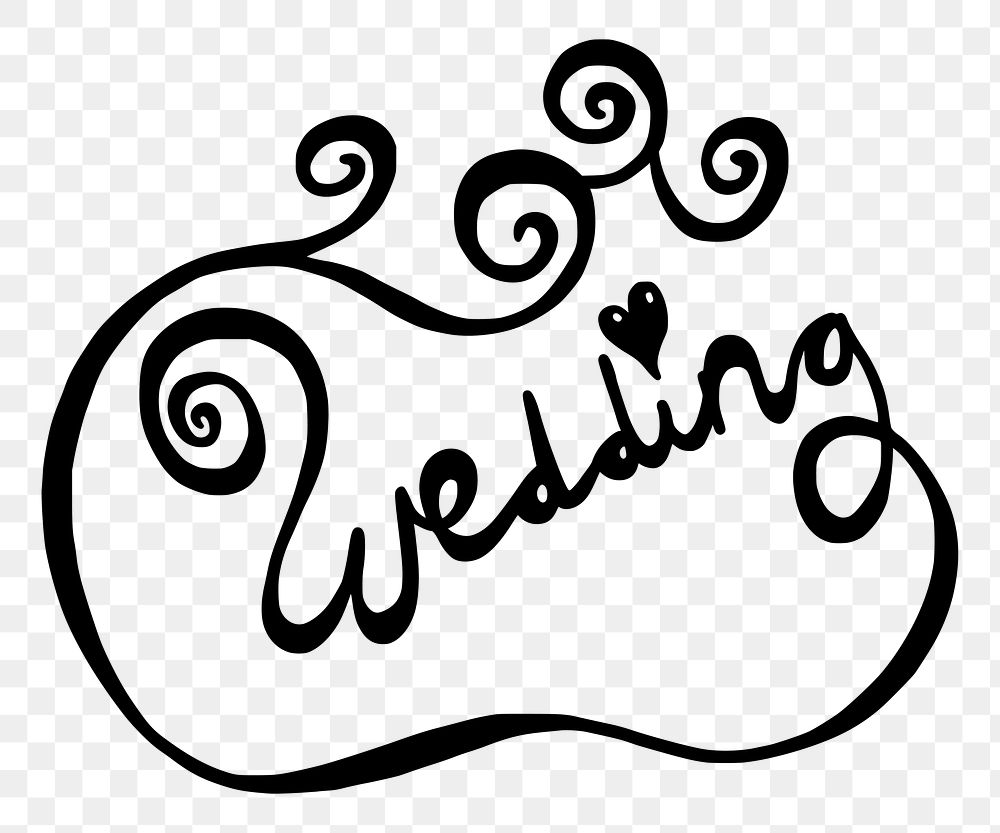 PNG Wedding word sticker, transparent background. Free public domain CC0 image.
