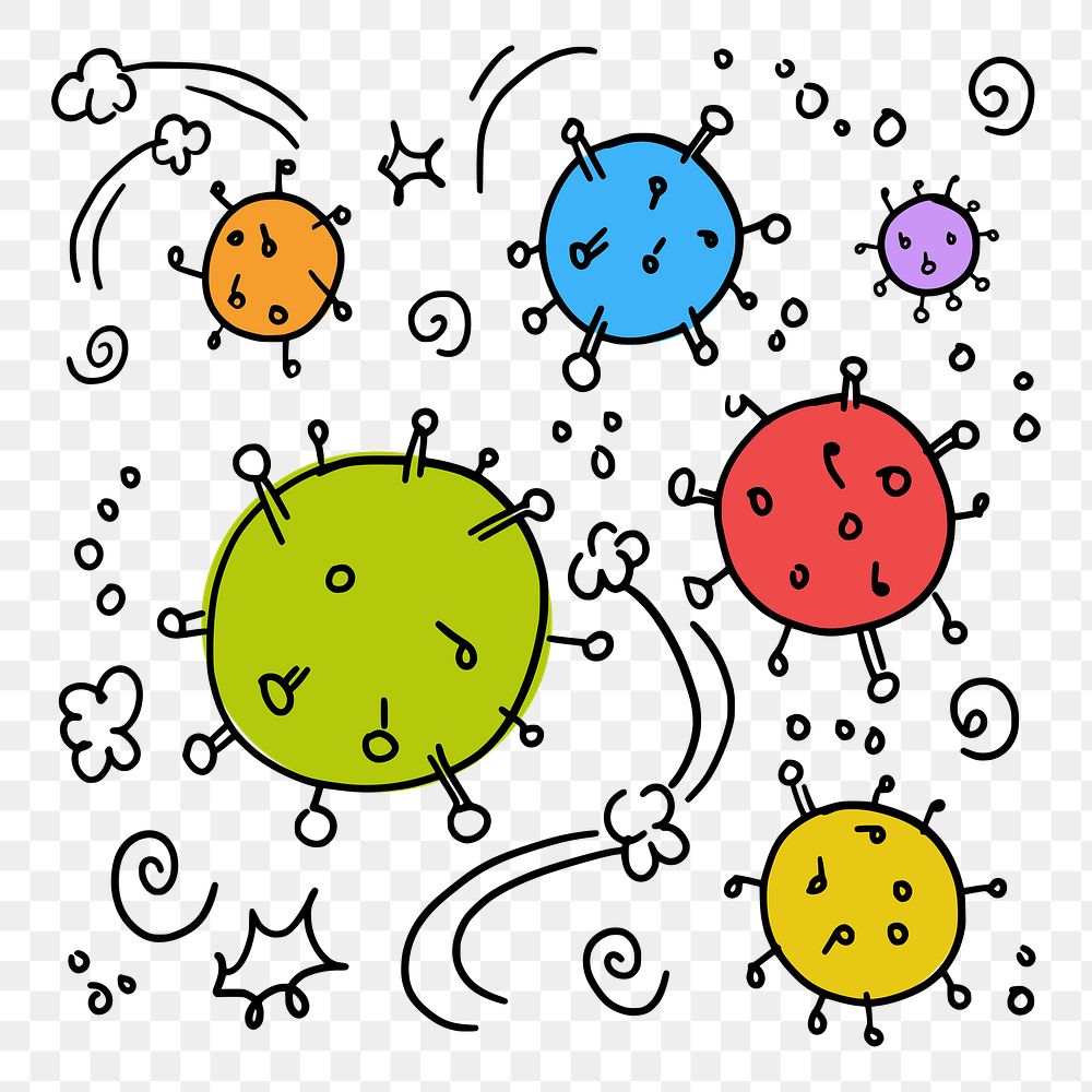 PNG Viruses doodle illustration, transparent background. Free public domain CC0 image.