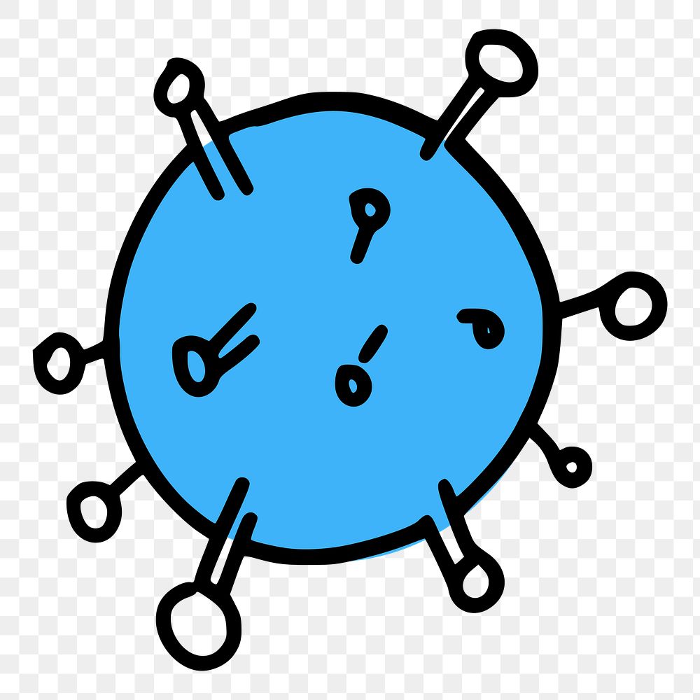 PNG Blue color virus doodle  illustration, transparent background. Free public domain CC0 image.