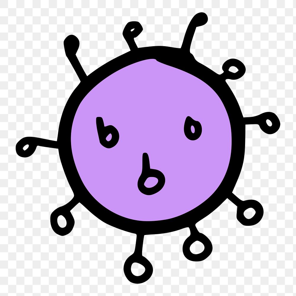 PNG Purple color virus doodle illustration, transparent background. Free public domain CC0 image.