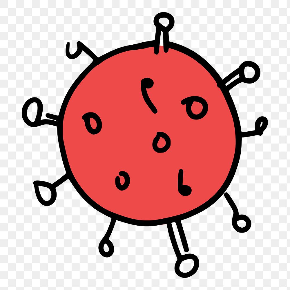 PNG Red color virus cartoon  illustration, transparent background. Free public domain CC0 image.