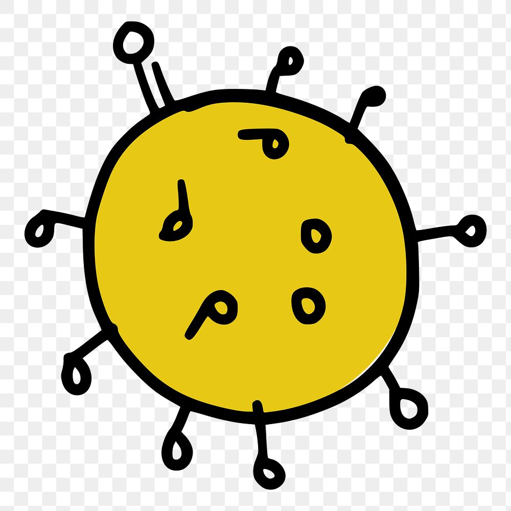 PNG Yellow color virus cartoon  illustration, transparent background. Free public domain CC0 image.