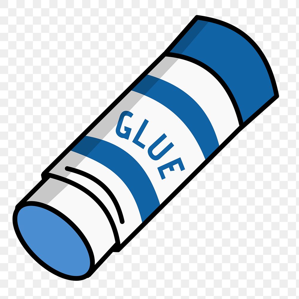 PNG Blue glue stick sticker, transparent background. Free public domain CC0 image.