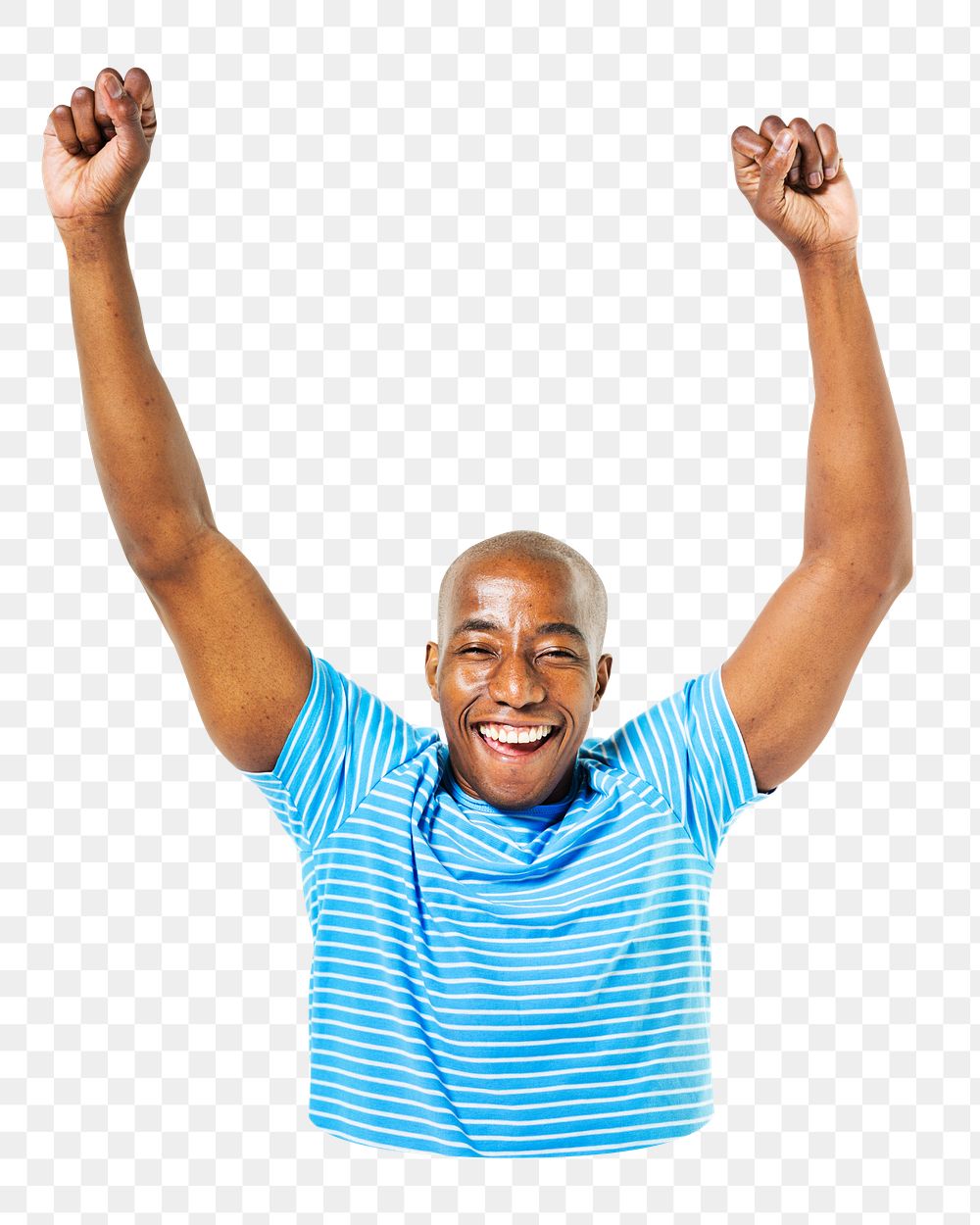 PNG Cheerful casual African man celebrating, collage element, transparent background