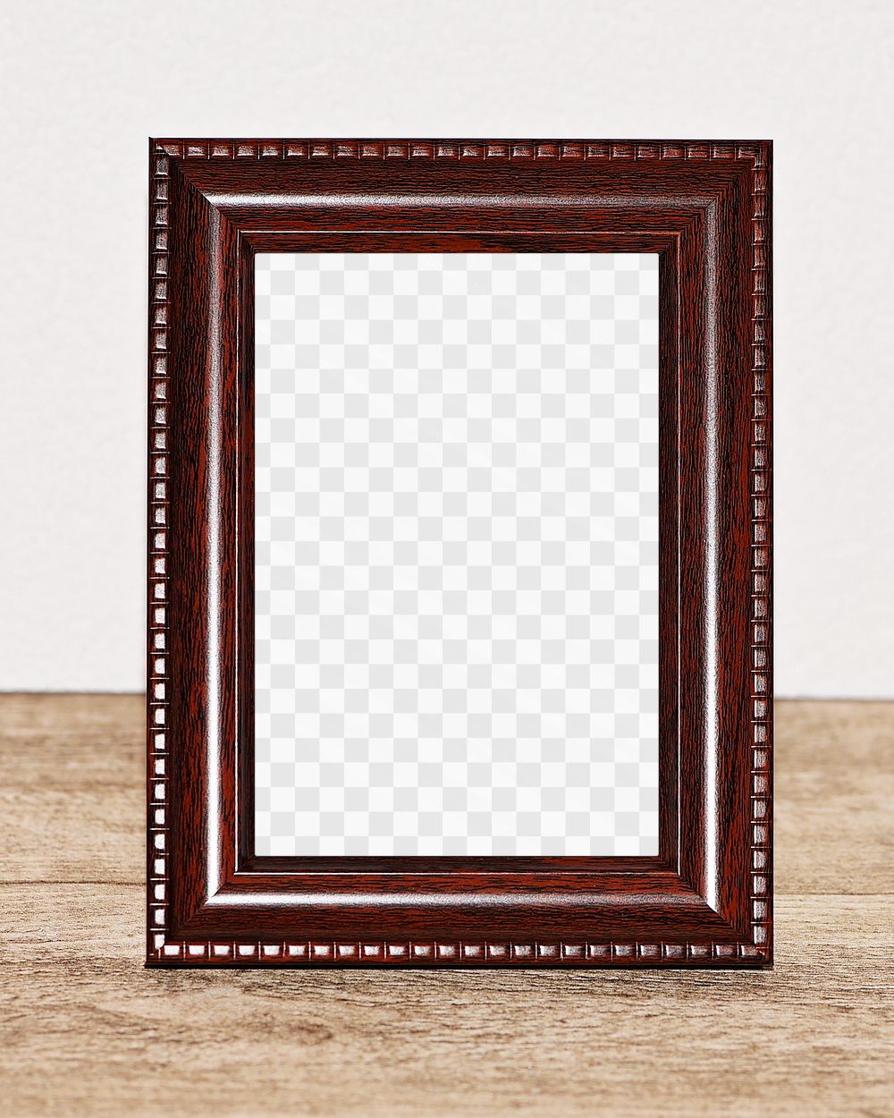 PNG wooden picture frame mockup, transparent design