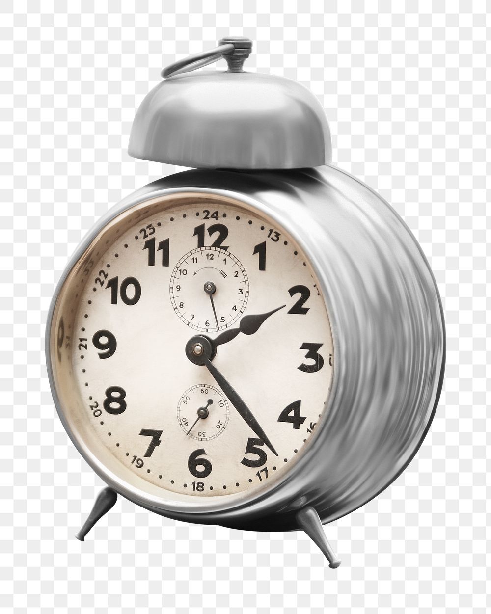 PNG Gray alarm clock, collage element, transparent background.