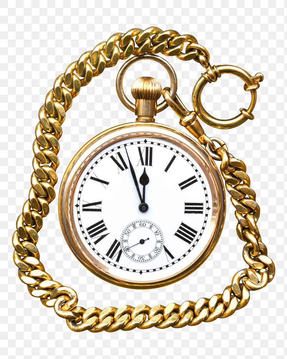 Gold pocket watch png, transparent background