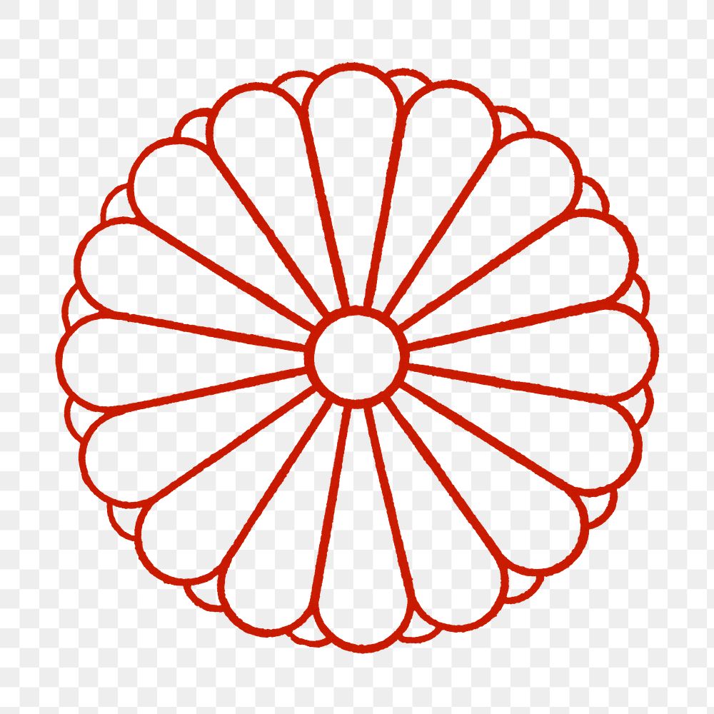 PNG Red Japanese flower illustration, transparent background. Remixed by rawpixel.