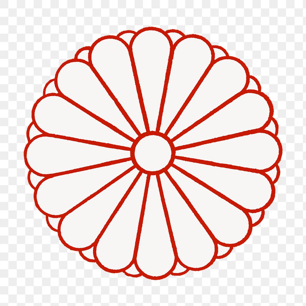 PNG Red Japanese flower illustration, transparent background. Remixed by rawpixel.